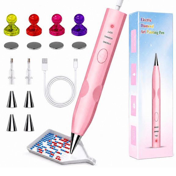 INSMART Electric Diamond Painting Pen, 40Kpa Cordless Vacuum Diamond Art Pen, Wax-Free USB-C Rechargeable, 6 Tips & 4 Magnetic Trays