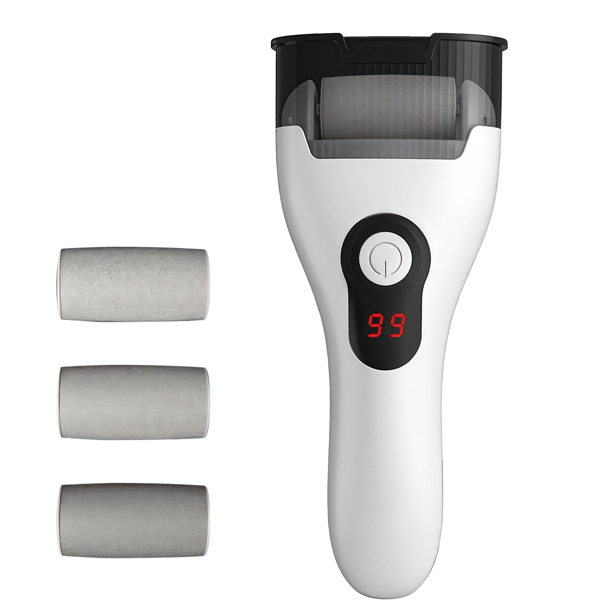 INSMART Electric Foot Callus Remover for Feet,Rechargeable Pedicure Tools Foot Care Feet File, Callus Remover Kit With 3 Coarse Roller Heads Smart LED Light for Dead,Hard Cracked Dry Skin