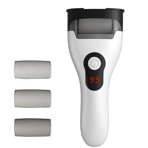 INSMART Electric Foot Callus Remover for Feet,Rechargeable Pedicure Tools Foot Care Feet File, Callus Remover Kit With 3 Coarse Roller Heads Smart LED Light for Dead,Hard Cracked Dry Skin