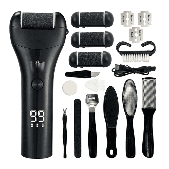 INSMART Electric Foot Callus Remover for Feet, Rechargeable Pedicure Tools Foot Care Feet File, Callus Remover Kit With 3 Roller Heads,3 Speed, Battery Display