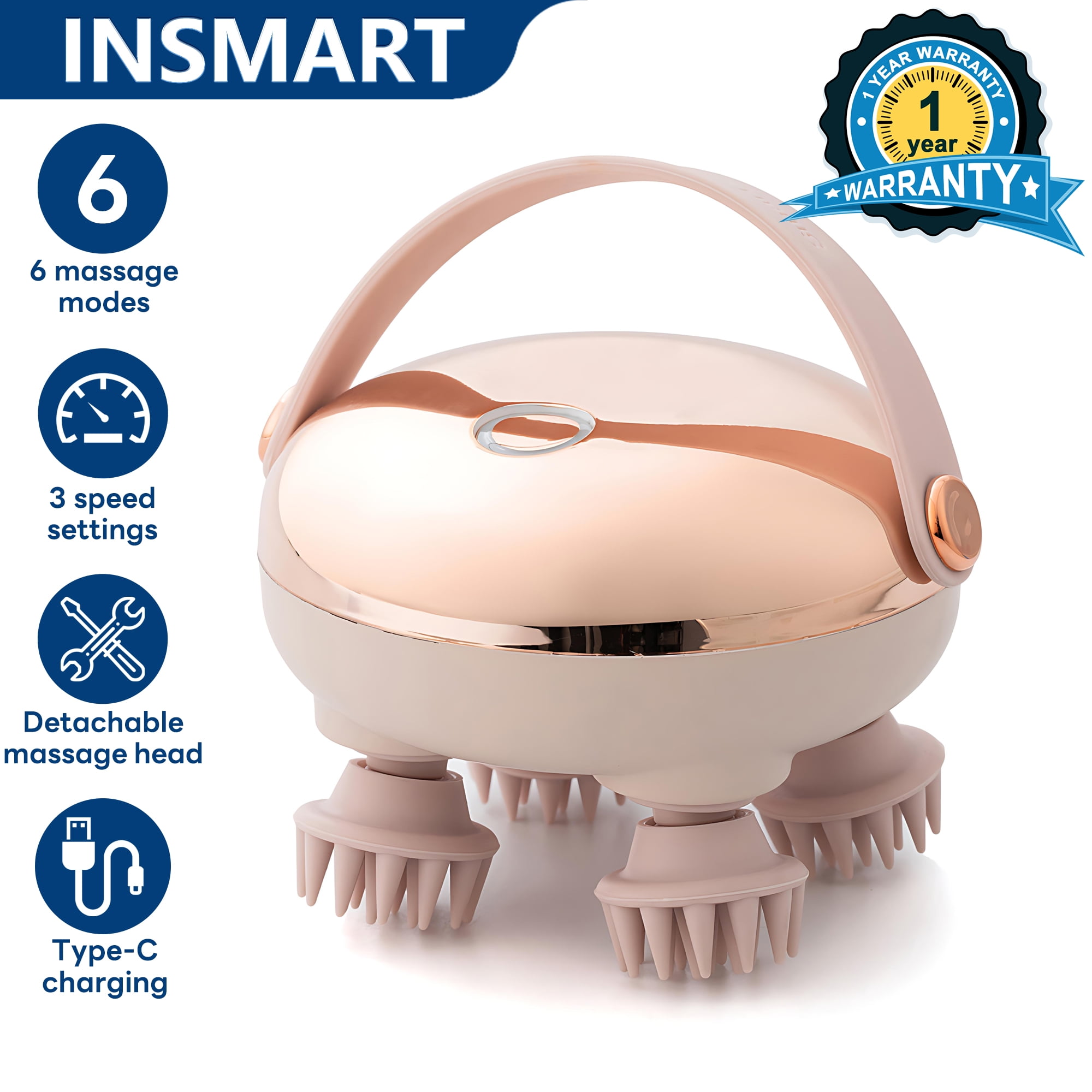 INSMART Electric Scalp Massager with Red Light, 3-Speed Waterproof Head Massager for Relaxation
