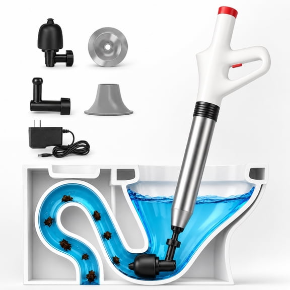 INSMART Rechargeable Electric Toilet Plunger, High Pressure Air Drain Blaster Gun, 304 Stainless Steel Sewer Cleaner for Clogged Toilet, Sink, Floor Drain