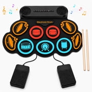 INSMART Electronic Drum Set 9 Pad Portable Drum Kit with Dual Pedals Speakers Bluetooth MIDI USB Rechargeable Battery for Beginners and Kids