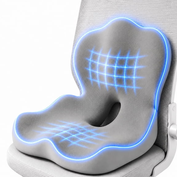 INSMART Ergonomic Seat Cushion with Lumbar Support – 2-in-1 Memory Foam Chair Pad for Posture Support & Comfort, Non-Slip Design for Office, Car, Wheelchair – 11.81" W x 16.54" D x 17.72" H