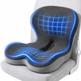 thumbnail image 1 of IBTORO Ergonomic Seat Cushion with Lumbar Support - Gel Memory Foam Pillow for Office Chair, Car & Wheelchair, Gray Two-Tone, 1 of 9