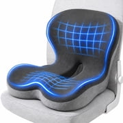 INSMART Ergonomic Seat Cushion with Lumbar Support - Gel Memory Foam Pillow for Office Chair, Car & Wheelchair, Gray Two-Tone