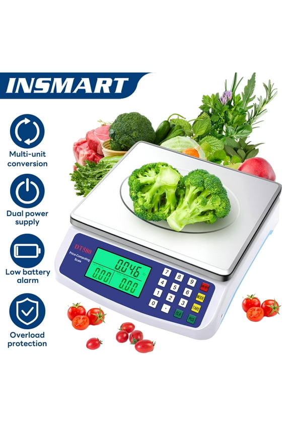 Food Scale,30KG Large Digital Kitchen Scale,Plug-in and Battery Modes,for Cooking Baking,Silver