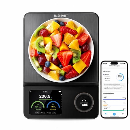 INSMART Food Scale,Food Nutrition Kitchen Scale,Digital Grams and Ounces for Weight Loss,Baking and Cooking,0.1g/0.001oz Precise Graduation,USB Rechargeable,22lb