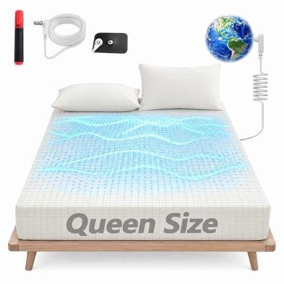 INSMART Grounding Sheet Queen, 90% Cotton 10% Silver, Soft Breathable for Sleep