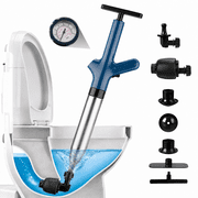 INSMART High-Pressure Air Toilet Plunger Drain Blaster, 4.4lbs Force, 4 Nozzles & Real-Time Pressure Gauge for Drain Clogs