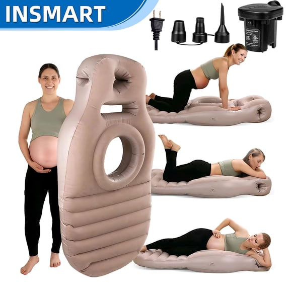 INSMART Inflatable Pregnancy Pillow, Maternity Body Pillow for Pregnant Women, Prone Sleeping Support with Electric Air Pump, Comfort Belly Pillow for Home and Travel Use