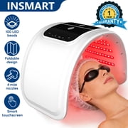 INSMART LED Light Therapy Mask, 7 Colors Foldable Facial Skin Care Device with Nano Steamer