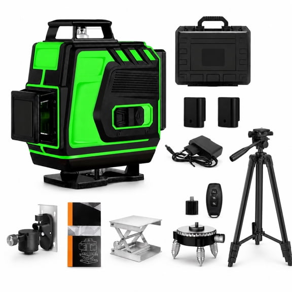 INSMART Laser Level - 16 Lines Green Line Laser with Tripod, 4D Laser line Level, 4x360° Self Leveling Laser for Tile, Picture Hanging, Home Renovation, Indoor Project, 2 Batteries Included