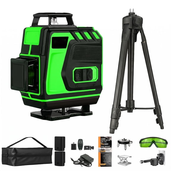 INSMART Laser Level, 4x360° Green Cross Laser Level Self Leveling with Tripod, Green 16 Line Laser Laser Leveler Tool with Rechargeable Battery and Storage Bag for Tile Laying, Home Renovation