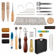 INSMART Leather Working Tools Kit, 59 PCS Leather Craft Tools, Engraving Punching Groover Awl Waxed Thread Thimble Kit Tools, Ideal for Beginners DIY Enthusiasts and Professionals