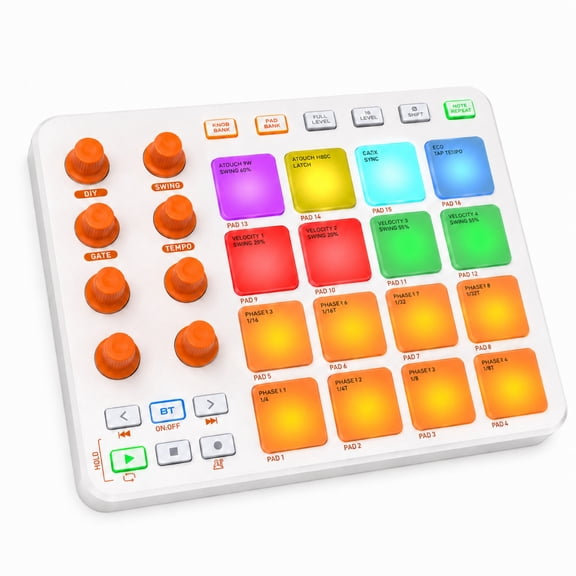 INSMART MIDI Pad Beat Maker Machine Professional,Features 16 Backlit Beat Pads,8 Assignable Knobs,USB-Rechargeable, Suitable for Music Production