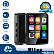 INSMART MP3 Player with Bluetooth, 72GB 2.4 inch Touch Screen Portable MP3 Player, Digital Music Audio Player with FM Radio, EBook, Recorder, Supports Multiple Audio Formats,SD Card