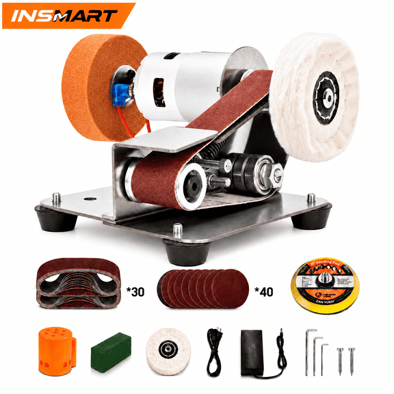 INSMART Mini Belt Sander, Multifunctional Electric Small Sander, 7 Adjustable Speed Electric Knife Sharpener for Woodworking Metal Jewelry Cutter, Grinding Sanding Machine