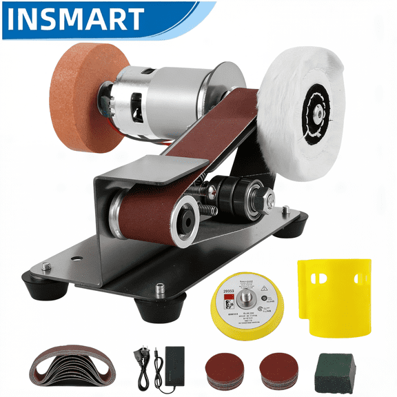 INSMART Mini Belt Sander, Multifunctional Electric Small Sander, 7 Adjustable Speed Electric Knife Sharpener for Woodworking Metal Jewelry Cutter, Grinding Sanding Machine