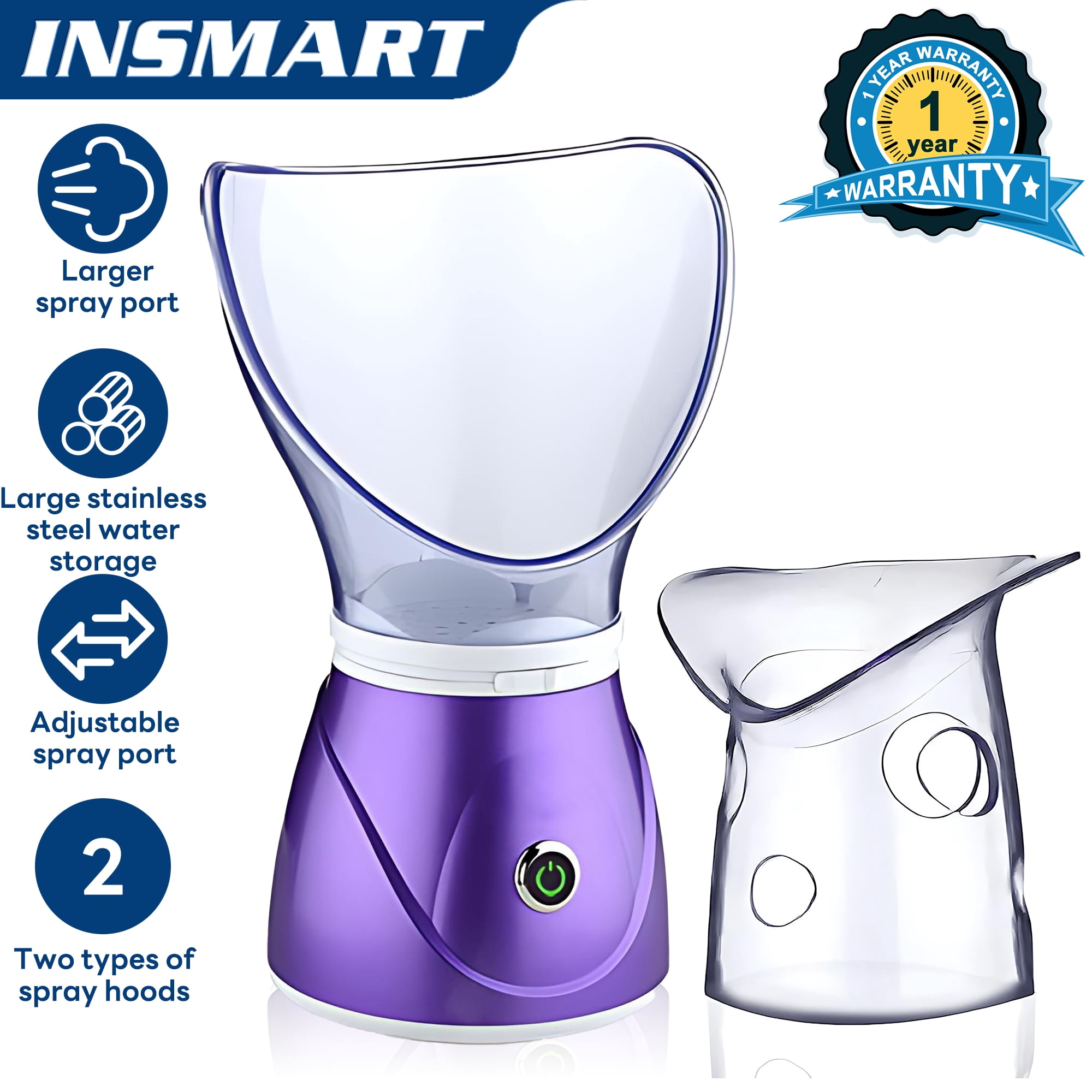 INSMART Nano Ion Facial Steamer  Adjustable Steam, Deep Pore Cleansing & Hydration, Portable