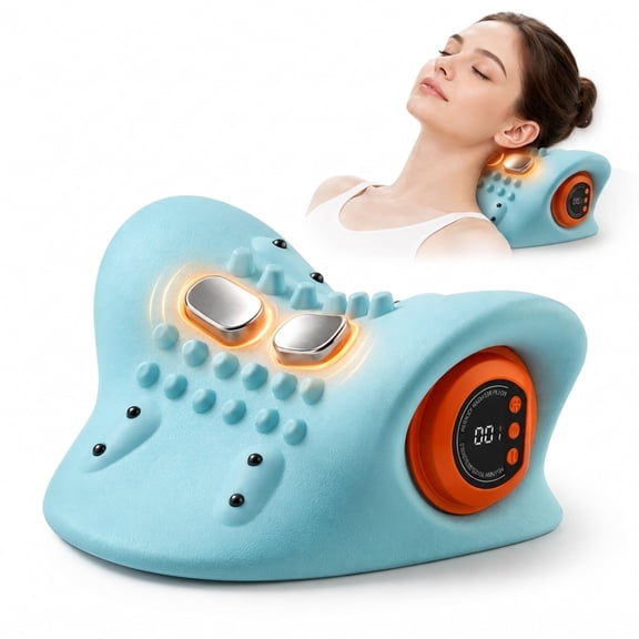 INSMART Neck Massager with EMS Pulse, 6-Level Intensity & Magnetic Heat Massage  Portable Cervical Relief for Muscle Stiffness and Fatigue