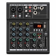 INSMART Professional Audio Mixer, 4 Channel Sound Board with Bluetooth USB 48V Phantom Power for Karaoke Recording Live Streaming