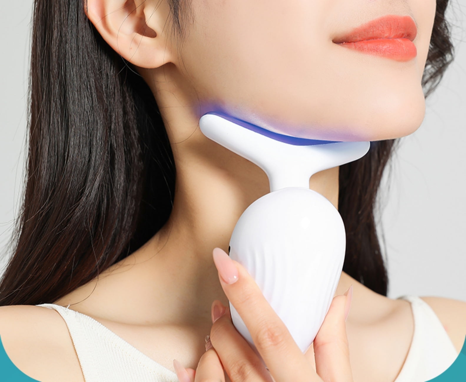 INSMART Red-Light-Therapy-for-Face and Neck, Red Light Therapy Wand, 7 Color Led Face Neck Massager for Skin Care,Red Light Therapy for Face,White