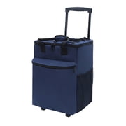 INSMART 38L Rolling Insulated Cooler Bag, Oxford Cloth Foldable Thermal Trolley, Thickened Insulation Keep Cold & Hot, Water Resistant Portable Cooler for Picnic Camping Grocery Shopping