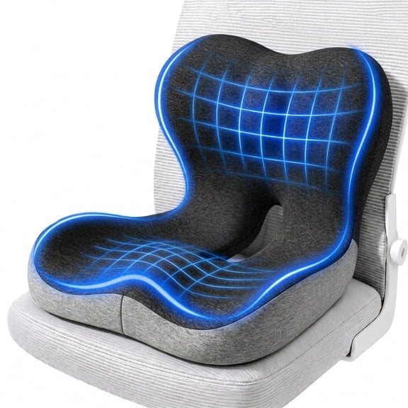 INSMART Ergonomic Seat Cushion with Lumbar Support, Memory Foam Cushion for Office and Car Chair, Gray Two-Tone