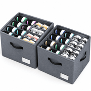 INSMART 2-Pack Shoe Storage Boxes, 12-Slot Closet Organizer, Foldable Dustproof & Waterproof Bins with Clear Top & Reinforced Handles, Fits 16-24 Pairs, Gray