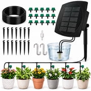 INSMART Solar Drip Irrigation Kit, Automatic Watering System with Timer, 15 Drippers for Potted Plants, Garden and Greenhouse