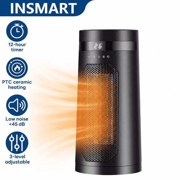 INSMART Space Heaters for Home,Portable Electric Heater with Remote,2000W PTC,12H Timer,3 Mode for Office Bedroom Home