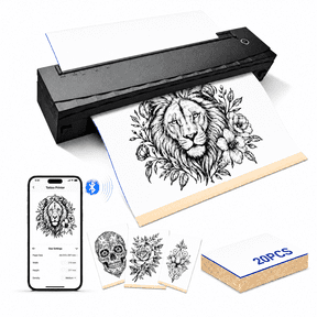 INSMART Tattoo Stencil Printer Wireless 203DPI with 20 Transfer Papers, Portable Bluetooth Thermal Printer for iOS Android Windows Laptop