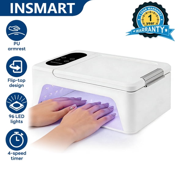 INSMART UV LED Nail Lamp, 380W Nail Dryer for Gel Polish, 4 Timers, 96 Lamp Beads and Automatic Sensor for Manicure Salon and Home