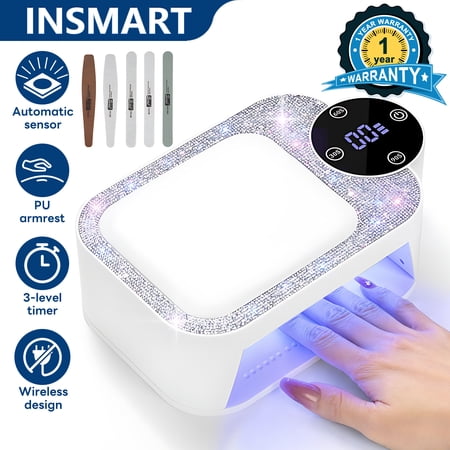 INSMART UV LED Nail Lamp, Rechargeable Nail Dryer for Gel Polish, 3 Timers, 30 Lamp Beads and Automatic Sensor for Manicure Salon and Home