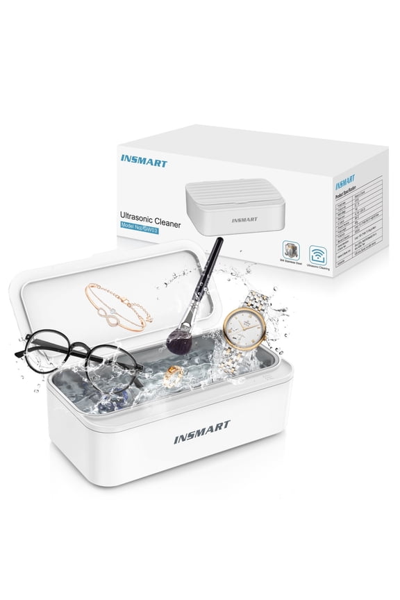 Portable Ultrasonic Jewelry Cleaner Machine with Timer, White