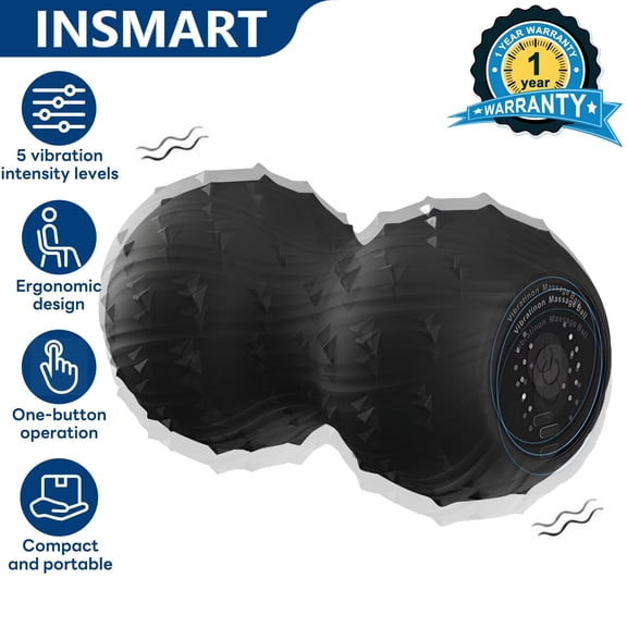 INSMART Vibrating Massage Ball with 5 Levels, One-Touch for Muscle Relief