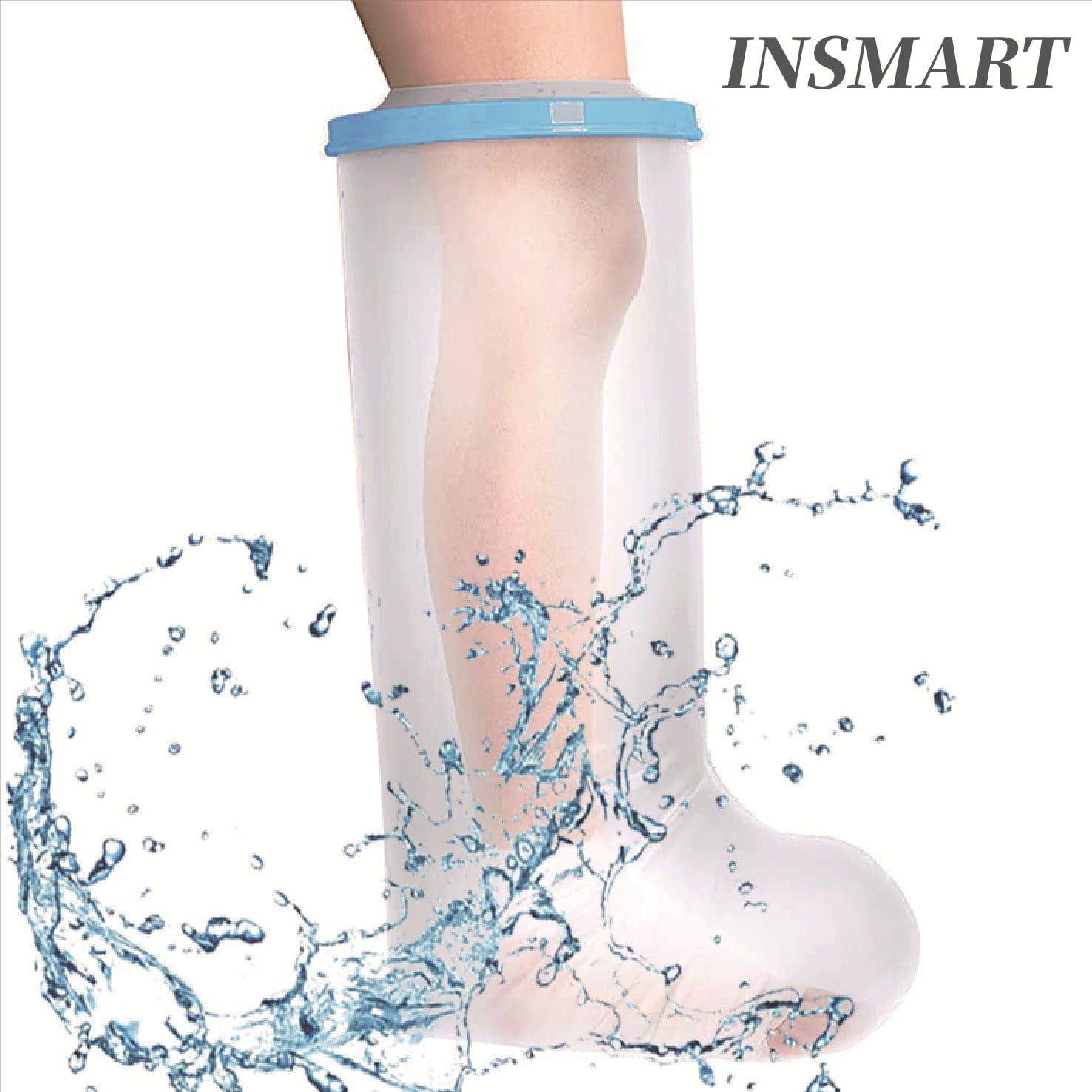 INSMART Waterproof Leg Cast Cover for Shower and Bath, Reusable Sealed Watertight Foot Protector