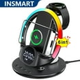 thumbnail image 1 of INSMART Wireless Charger,6-in-1 Wireless Magnetic Charging Station with Digital Clock, Alarm, Phone Stand & Colorful Mood Light,Compatible with iPhone,Samsung, AirPods,Apple Watch (Black), 1 of 8
