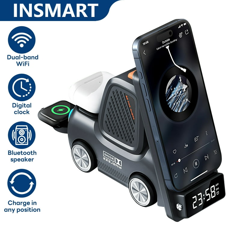 INSMART in Wireless Charging Station,with Digital Clock - Main Image