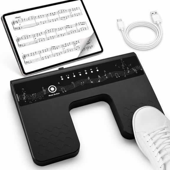 INSMART Wireless Bluetooth Page Turner Pedal 60H Battery Silent Foot Switch for iPad Tablet Phone Laptop Non Slip Hands Free Controller for Sheet Music and Teleprompter