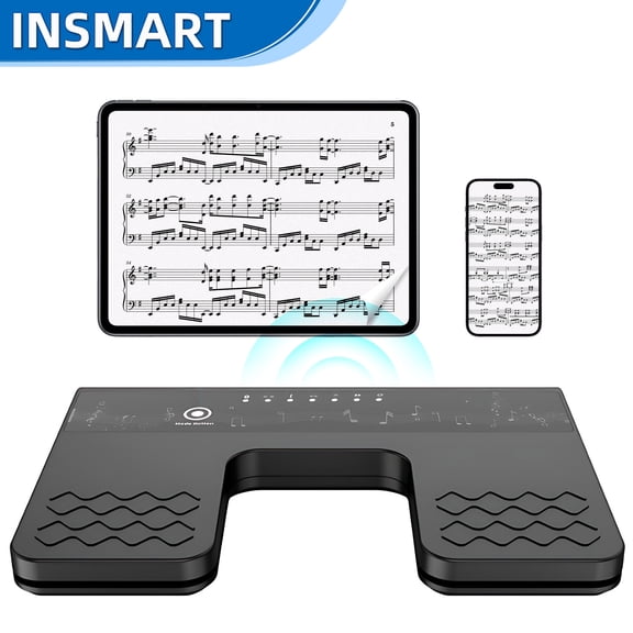 INSMART Wireless Page Turner Pedal, Bluetooth Hands-Free Foot Switch for iPad, Tablet, Phone, Music Score & Teleprompter