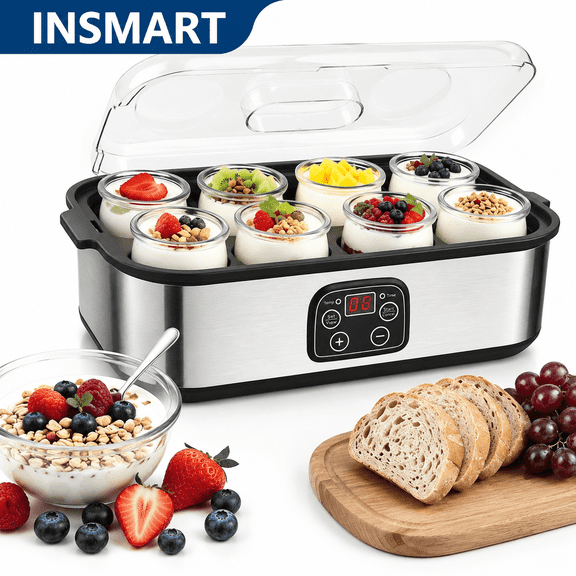 INSMART Digital Yogurt Maker, Adjustable Temp & Time Control, Automatic Home Yogurt Machine with 8 Glass Jars