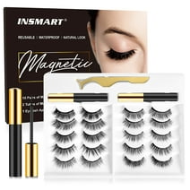 INSMART10 Pairs Upgraded 3D 5D Magnetic Eyelashes Kit with Tweezers & 2 Tubes of Magnetic Eyeliner , No Glue