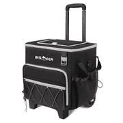 INSMEER Cooler with Wheels, 60 Cans Collapsible, Leakproof Rolling Cooler for Beach, Camping, Travel, Picnic, Grocery Shopping