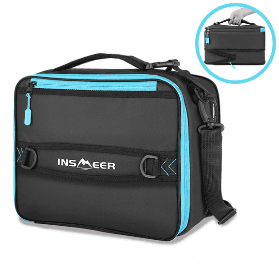 INSMEER Insulated Lunch Bag 10.5Qt Expandable to 16.9Qt with Adjustable Shoulder Strap for Work, Camping, and Picnic