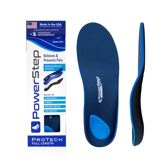 PowerStep ProTech Control Full Length Orthotic Insoles - Orthotics for Overpronation, Flat Feet and Heel Pain - Medical Grade Shoe Inserts with Maximum Cushioning for Arch Support (M 8-8.5 W10-10.5)