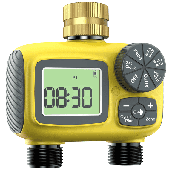2-Zone Watering Controller, Irrigation Timer for Garden