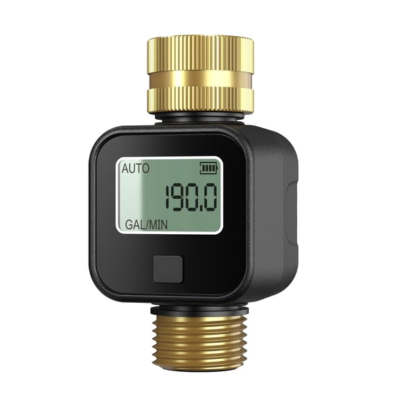 INSOMA Water Flow Meter with Brass Inlet Metal Thread, Measure Gallon/Liter Consumption and Flow Rate for RV Water Tank Filling, Outdoor Garden Hose Watering, Lawn Sprinkler and Nozzle Sprayer
