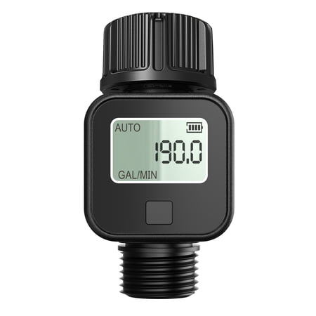 INSOMA Water Flow Meter with Plastic Inlet Metal Thread, Measure Gallon/Liter Consumption and Flow Rate for RV Water Tank Filling, Outdoor Garden Hose Watering, Lawn Sprinkler and Nozzle Sprayer